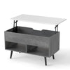 Lift Top Coffee Table with Hidden Compartment and Open Storage Shelves-Grey