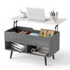 Lift Top Coffee Table with Hidden Compartment and Open Storage Shelves-Grey