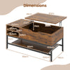 Lift Top Coffee Table with Hidden Compartment and Storage Shelf-Rustic Brown