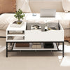 Lift Top Coffee Table with Hidden Compartment and Storage Shelf-White