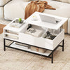 Lift Top Coffee Table with Hidden Compartment and Storage Shelf-White