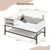 Lift Top Coffee Table with Hidden Compartment and Storage Shelf-White