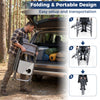 Lightweight Portable Directors Chair with Side Table and Cup Holder-Black