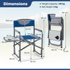 Lightweight Portable Directors Chair with Side Table and Cup Holder-Blue