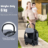 Lightweight Foldable Baby Stroller with Adjustable Backrest and Canopy-Light Grey