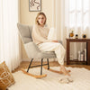 Linen Nursery Rocking Chair Modern Rocking Accent Chair with High Backrest-Beige