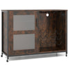 Liquor Buffet Sideboard with LED Lights and Glass Holders-Rustic Brown