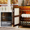 Liquor Buffet Sideboard with LED Lights and Glass Holders-Rustic Brown