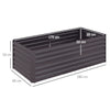 Outsunny Set of 2 Raised Beds for Garden, Galvanised Steel Outdoor Planters with Multi-reinforced Rods for Vegetables, Plants, Flowers and Herbs, 180 x 90 x 59 cm, Dark Grey
