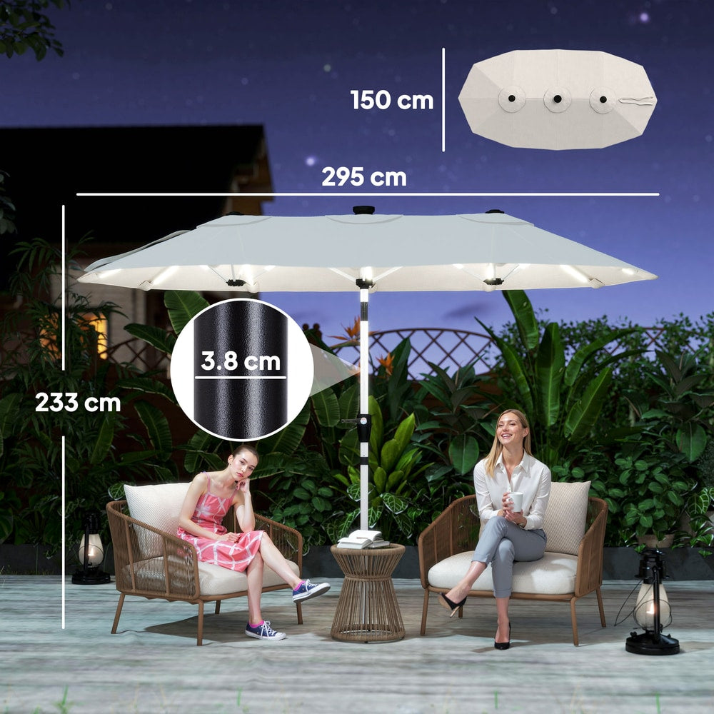 Outsunny 3 m Double-Sided Garden Parasol in Cream