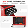 Lockable Tool Storage Cabinet with Handle, Drawers, Wheels and EVA Liner-Red & Black