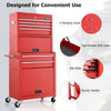 Lockable Tool Storage Cabinet with Handle, Drawers, Wheels and EVA Liner-Red