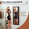 Lockable Jewelry Cabinet with Full Length Mirror and LED Lights-Brown