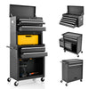 Lockable Tool Storage Cabinet with Handle, Drawers, Wheels and EVA Liner-Black