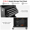 Lockable Tool Storage Cabinet with Handle, Drawers, Wheels and EVA Liner-Black