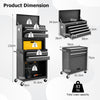 Lockable Tool Storage Cabinet with Handle, Drawers, Wheels and EVA Liner-Black