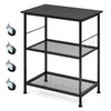 Lockable Trolley with Flexible Wheels, 2 Mesh Shelves and 5 Hanging Hooks-Black