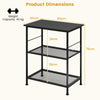 Lockable Trolley with Flexible Wheels, 2 Mesh Shelves and 5 Hanging Hooks-Black