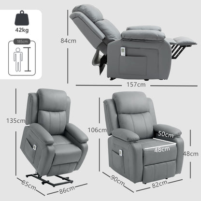 HOMCOM Riser and Recliner Chair with Massage in Grey
