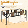 Low Loft Bed Single Size with Heavy-Duty Metal Frame-RusticBrown