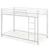 Low Profile Single Over Single Bunk Beds with Ladder and Full-length Guardrails-White
