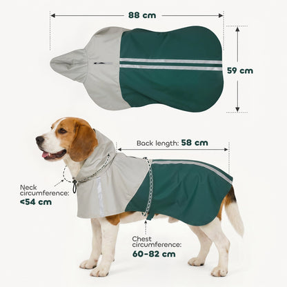 PawHut Dog Raincoat with Hood, Waterproof & Breathable Rain Jacket with Leash Hole, for Medium Dogs, Green, M