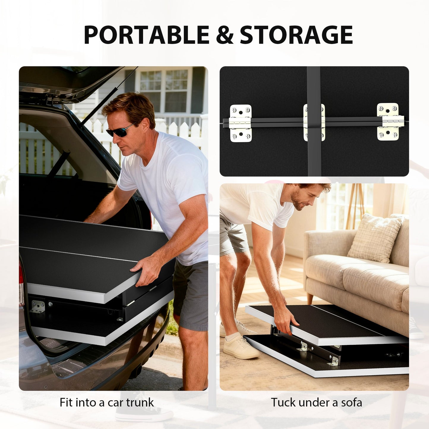 SPORTNOW 5ft Mid-Size Table Tennis Table, Ping Pong Table with Net, 2 Table Tennis Paddles and 3 Balls for Indoor Game, Black