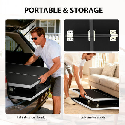 SPORTNOW 5ft Mid-Size Table Tennis Table, Ping Pong Table with Net, 2 Table Tennis Paddles and 3 Balls for Indoor Game, Black