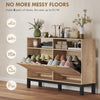 HOMCOM Shoe Cabinet with 2 Flip Drawers, Narrow Shoe Storage Top for Entryway Hallway, Walnut Brown