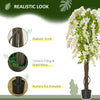 HOMCOM Artificial Plant White Wisteria Tree Faux Decorative Plant in Nursery Pot for Indoor Decor, 160cm