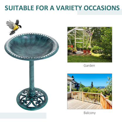 Outsunny حوض استحمام للطيور للحديقة، حامل تغذية حديقة مزخرف خارجي بنمط شبيه بالصدفة، تشطيب عتيق، 50 سم، أخضر