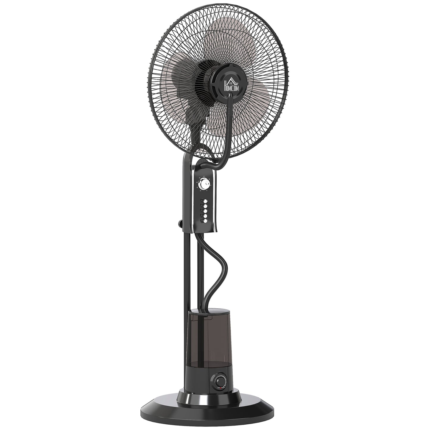 HOMCOM Pedestal Fan with Water Mist Spray, Spray Misting Fan with 70√Ç¬∞ Oscillation, Tilt Head, 4 Speeds, 3 Modes, Adjustable Mist, 3.2L Water Tank, for Home, 120 cm