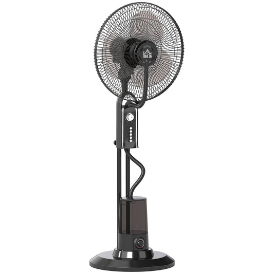 HOMCOM Pedestal Fan with Water Mist Spray, Spray Misting Fan with 70√Ç¬∞ Oscillation, Tilt Head, 4 Speeds, 3 Modes, Adjustable Mist, 3.2L Water Tank, for Home, 120 cm