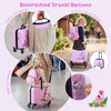 2 Pieces Kid Luggage Set with Spinner Wheels and Lanyard for Carry Strap-Pink & White