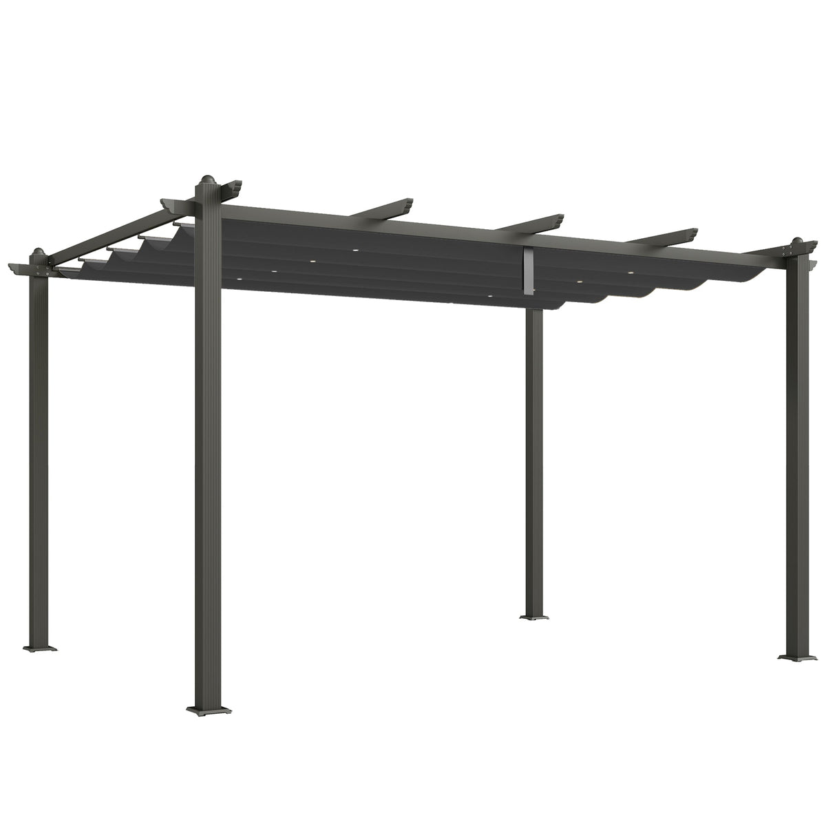 Outsunny 3 x 4m Aluminium Pergola, with Retractable Roof - Dark Grey