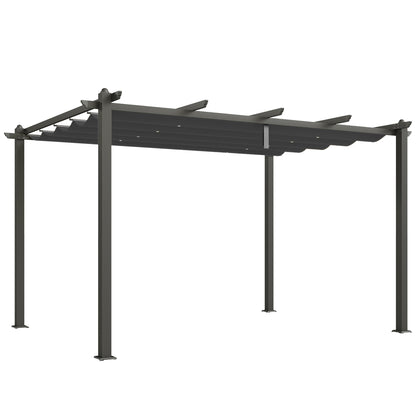 Outsunny 3 x 4m Aluminium Pergola, with Retractable Roof - Dark Grey