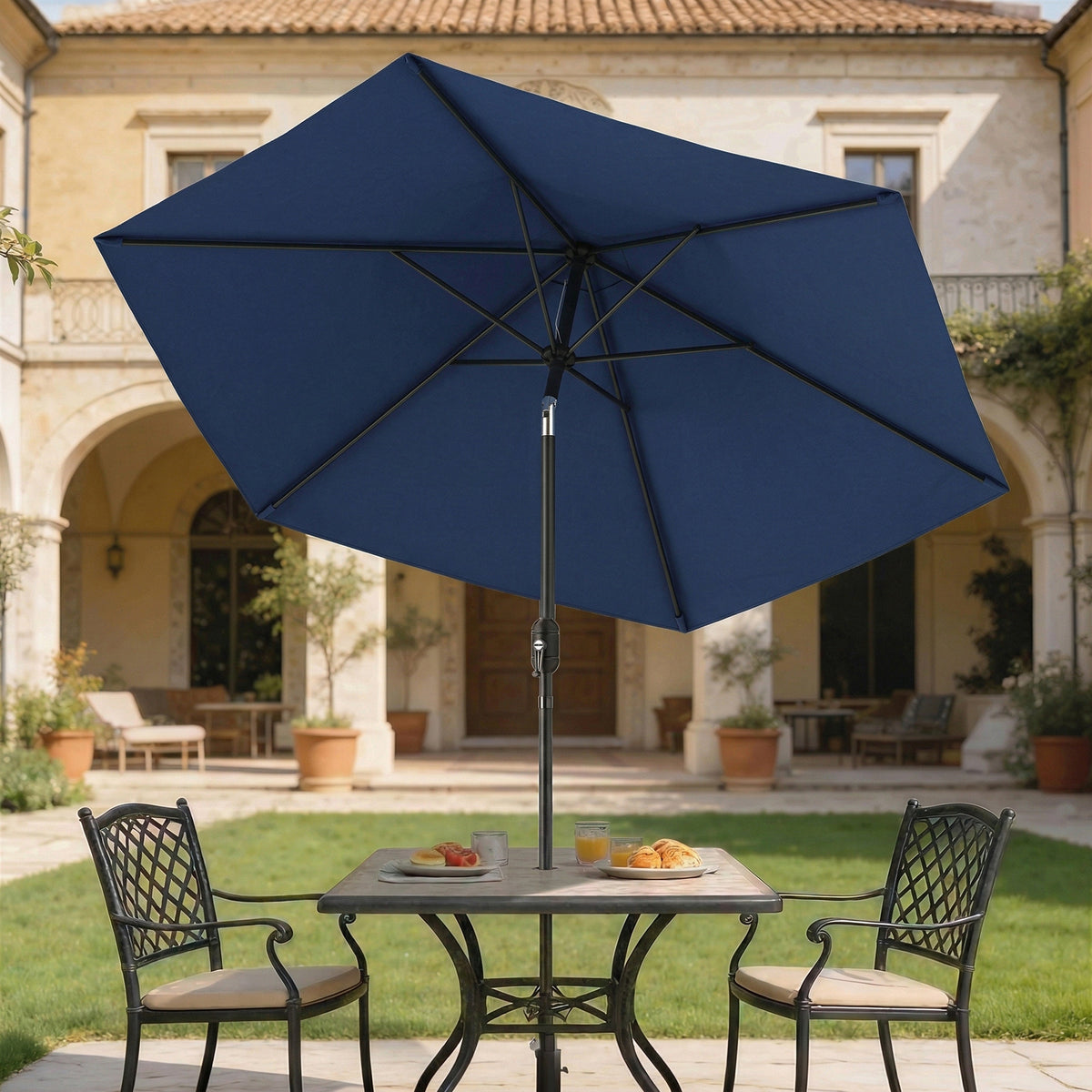 Outsunny 2.6 m Garden Parasol Umbrella with Aluminium Pole in Navy Blue