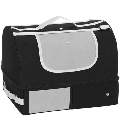 PawHut Portable Cat Litter Box with Zipper & Lid for Travel, Foldable Cat Travel Litter Tray, Black