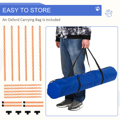 حقيبة حمل صافرة من PawHut Dog Agility Equipment للتدريب في الهواء الطلق للحيوانات الأليفة مع 6 أعمدة منسوجة