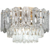 HOMCOM Chandelier Ceiling Light, 3-Light Vintage Flush Mount Fixture with Dual Crystal and Smoke Glass Shade, LED Ceiling Light for Living Room Bedroom, 3 E27 Sockets, Bulbs Not Included, Gold Tone