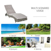 Outsunny Patio Wicker Chaise Lounge Chair, Outdoor PE Rattan Sun Lounger with Adjustable Backrest and 2 Wheels, Grey