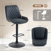 HOMCOM Set of Two Faux Leather Retro Bar Stools - Black