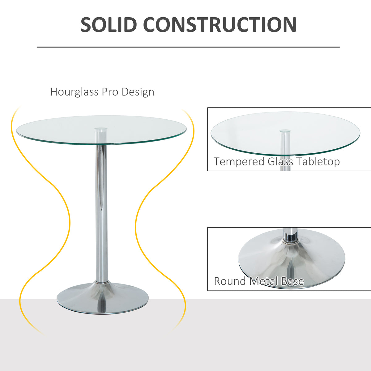 HOMCOM Round Dining Table in Silver
