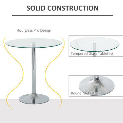 HOMCOM Round Dining Table in Silver