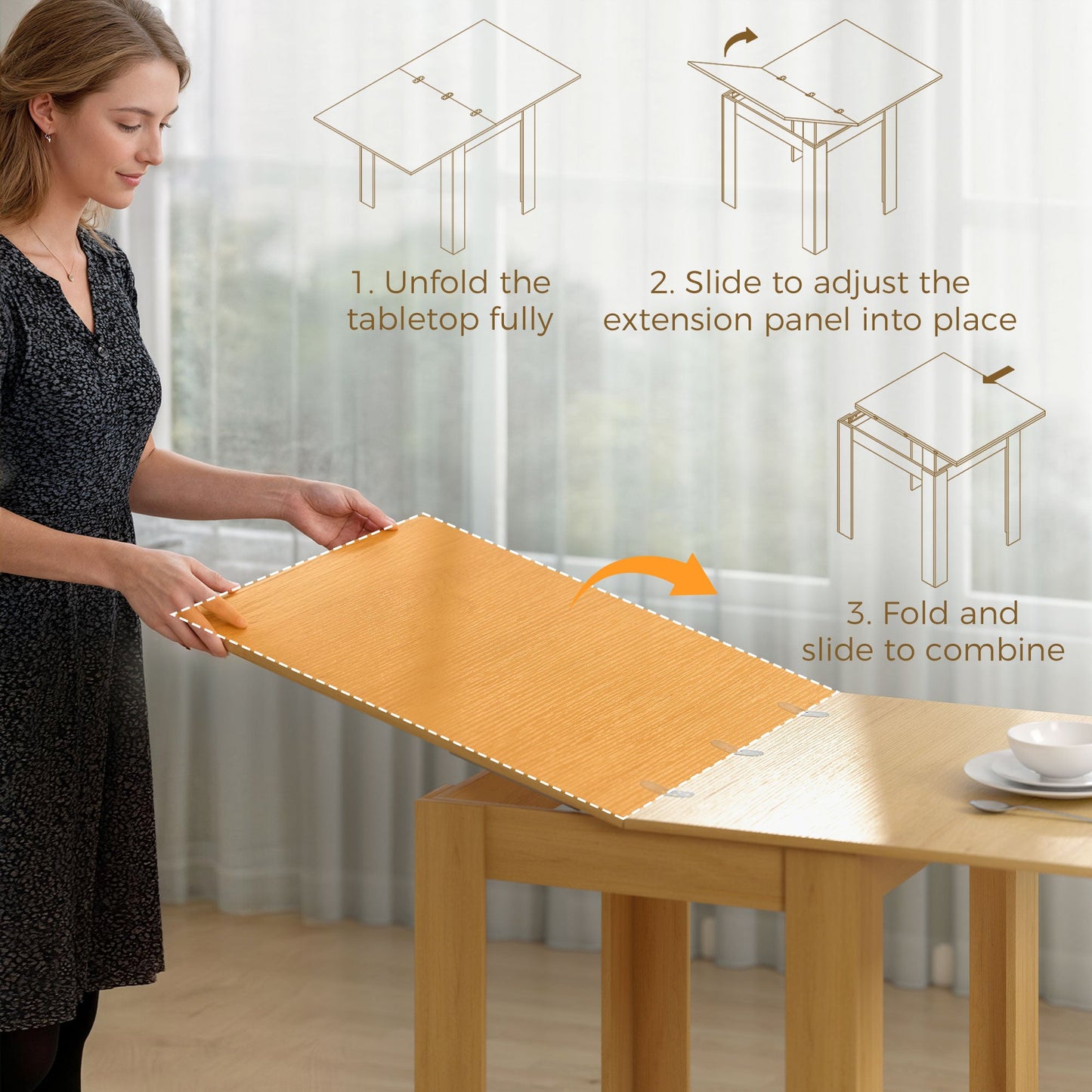 HOMCOM Square Dining Table, Modern Small Dining Table with Wood Effect, Space Saving, Non-slip Foot Pads, White