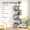 HOMCOM Bookcase, S-Shaped Wooden Bookshelf, 5/6 Tiers Freestanding Storage Shelf, Home Office Decorative Display Stand Rack, Black and White, 24D x 60W x 184.5H