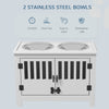 PawHut Raised Dog Bowls, Pet Feeding Station, with Storage, Food and Water Bowls, for Large Dogs - White