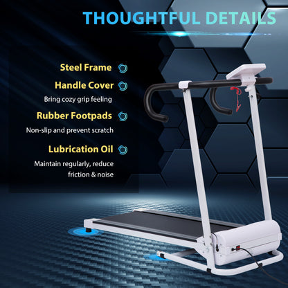 HOMCOM Folding Treadmill with Incline, Walking Pad Treadmill for Home, 1-10km/h Under Desk Running Machine with LCD Display and Wheels, No Assembly, White