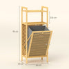 HOMCOM Bamboo Laundry Cabinet with Slatted Door, Bathroom Cabinet with Tilt-Out Hamper and Removable Liner Bag, 40 x 30D x 95 cm, Natural Wood Finish