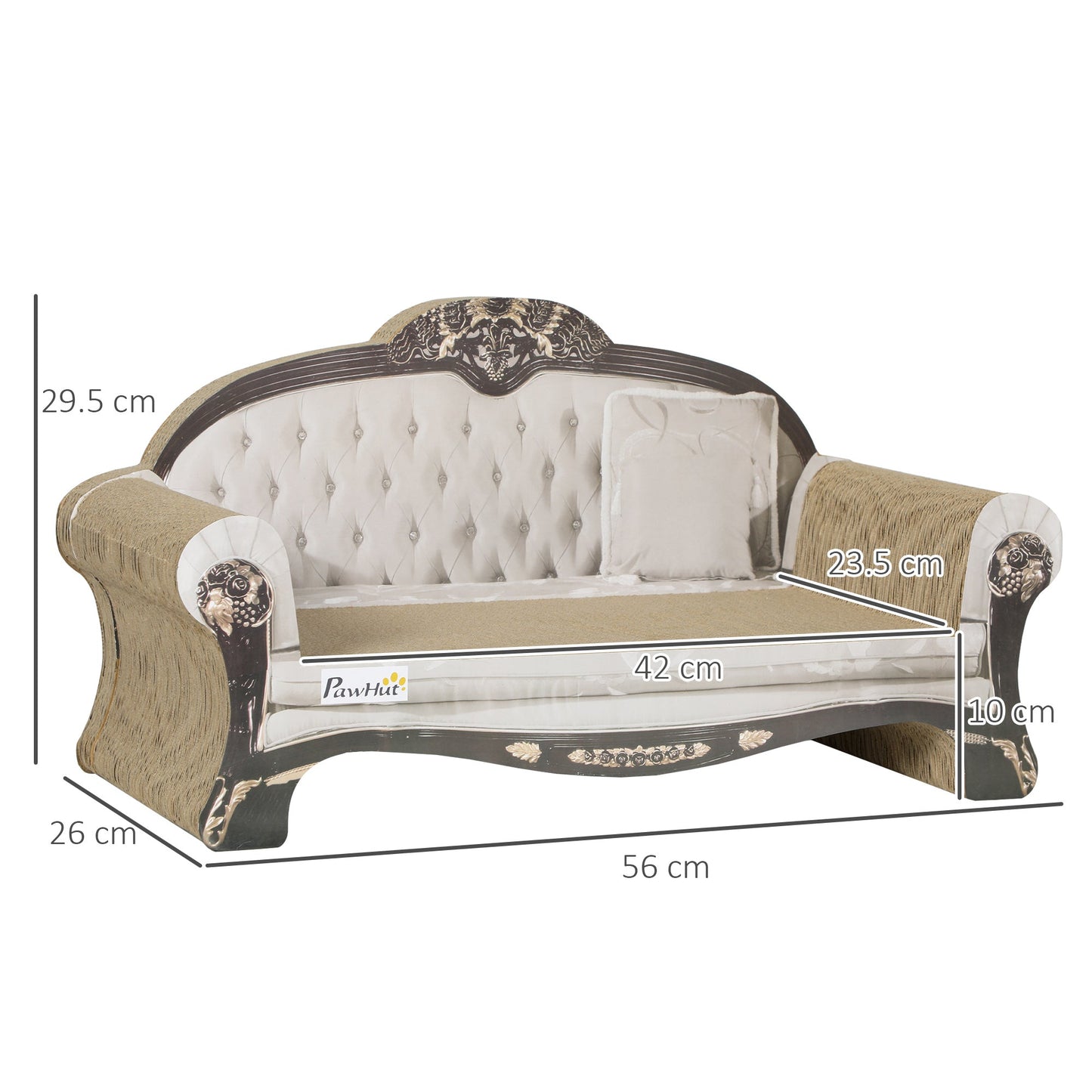 PawHut خدش للقطط 2 في 1 مع نعناع للقطط الداخلية، 29.5 × 56 × 26 سم، بني
